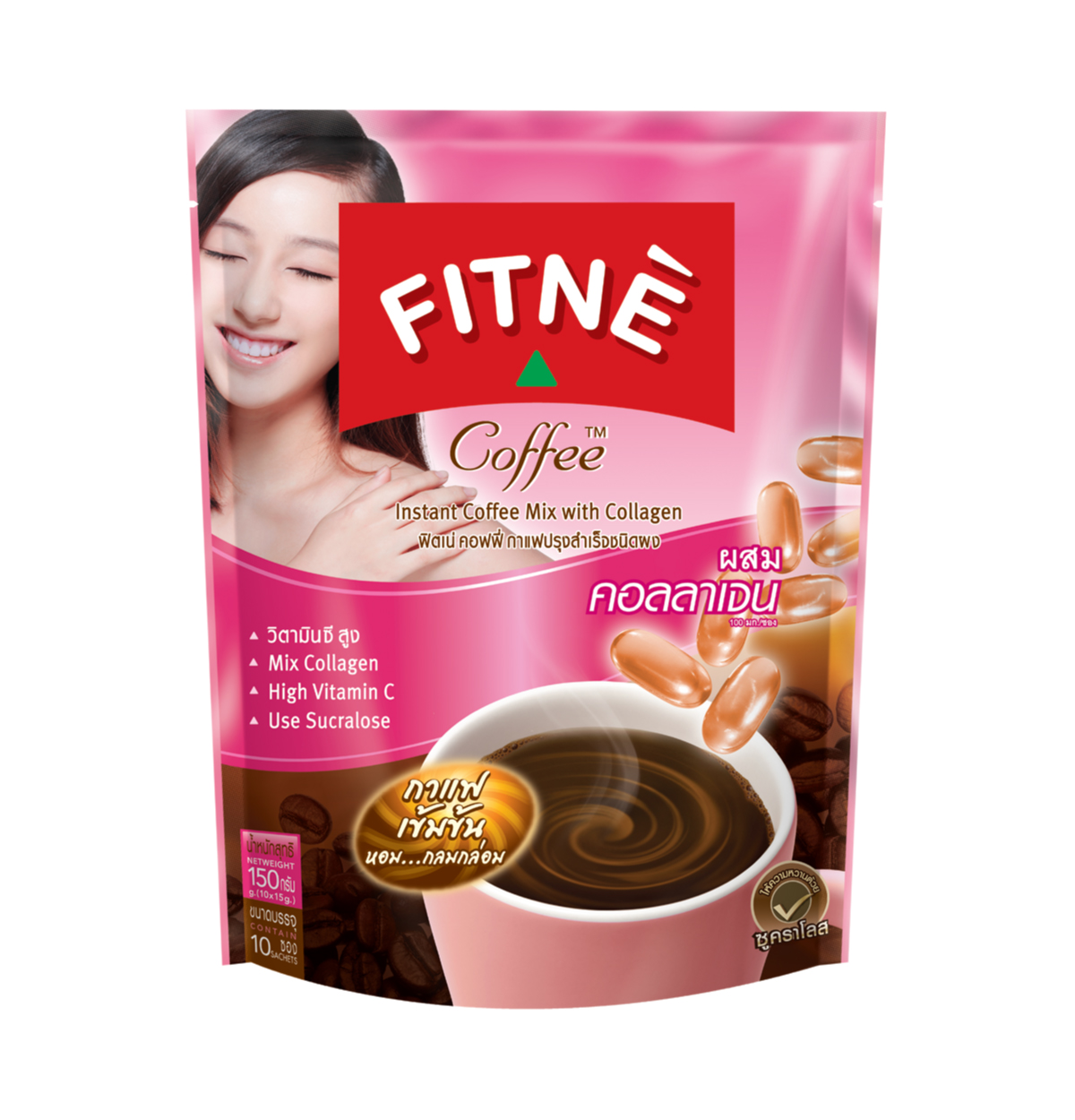 FITNE' Coffee Instant Coffee Mix with Collagen 15g.x10 Sticks