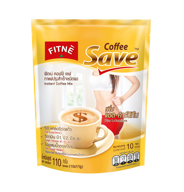 FITNE' Coffee Save Instant Coffee Mix with L-Carnitine 11g.x10 Sticks