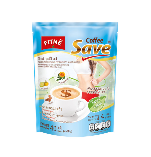 FITNE' Coffee Save Instant Coffee Mix with Safflower Extract and Garcinia Extract 10g.x4 Sticks