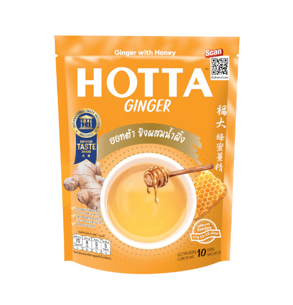 HOTTA Original Ginger with Honey Instant Ginger 18g.x10 Sachets 