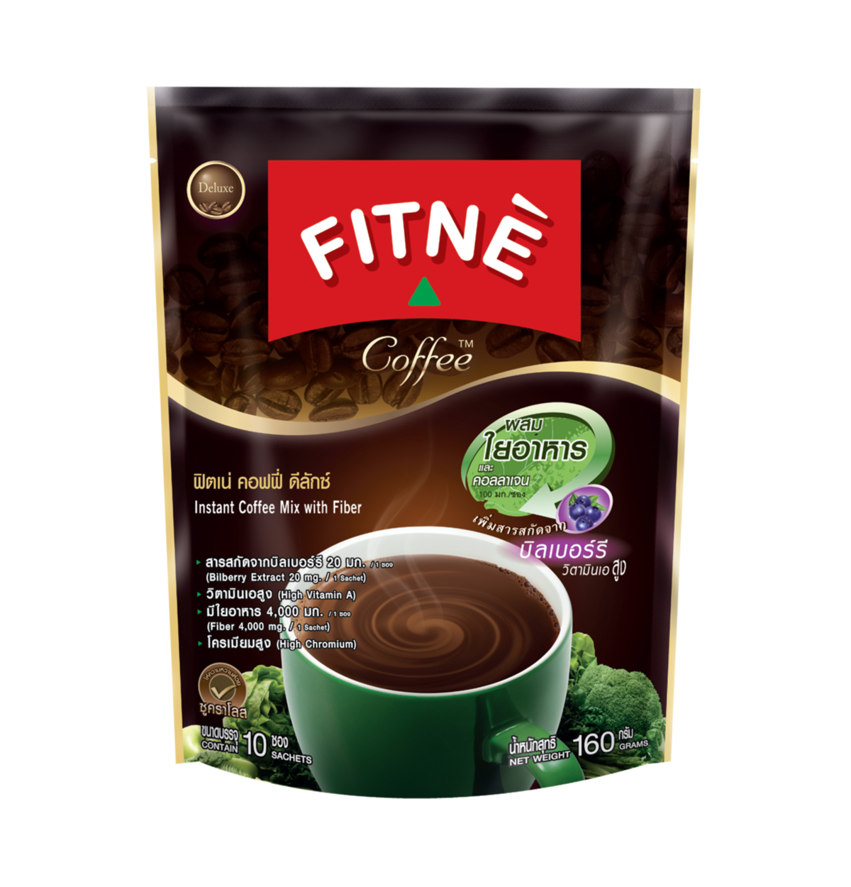 FITNE' Coffee Instant Coffee Mix with Fiber 16g.x10 Sticks