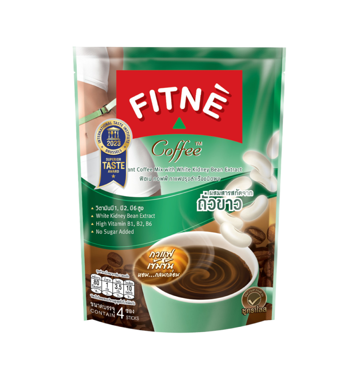 FITNE' Coffee Instant Coffee Mix with White Kidney Bean Extract 15g. x 4 Sticks