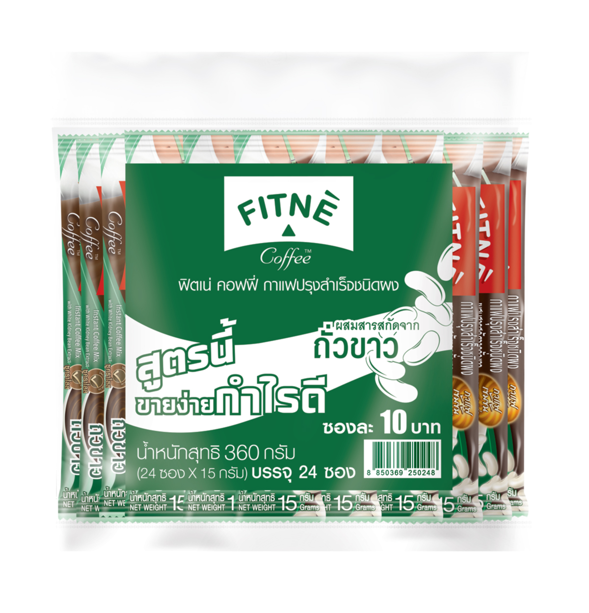 FITNE' Coffee Instant Coffee Mix with White Kidney Bean Extract 15g.x24 Sticks
